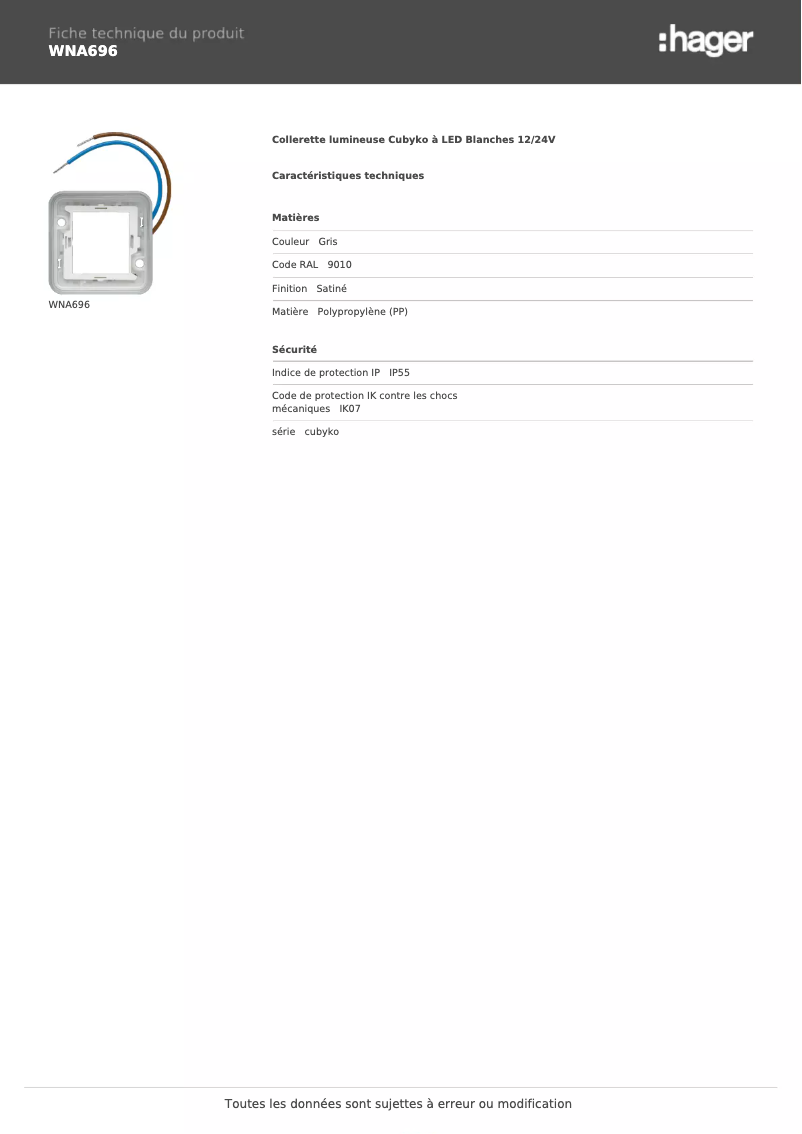 Image de la première page du manuel de l'appareil WNA696