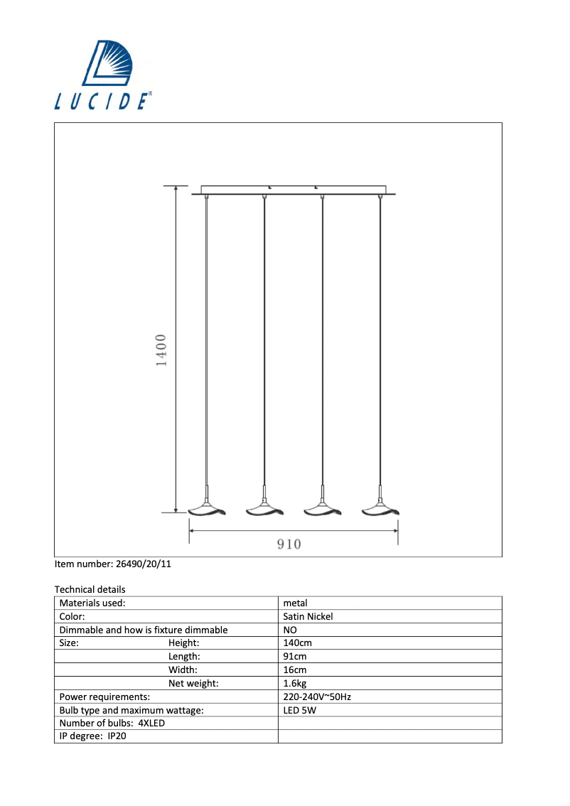 Image de la première page du manuel de l'appareil Calla led 26490/20/11