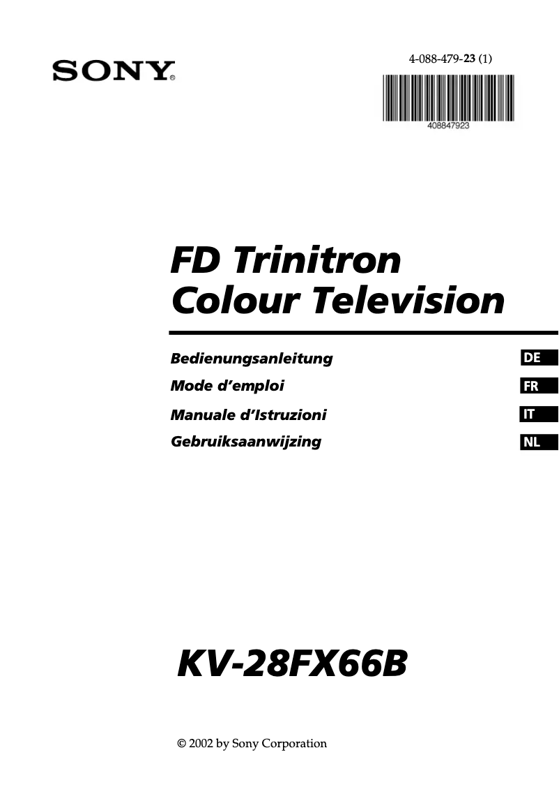Image de la première page du manuel de l'appareil Trinitron KV-28FX66B