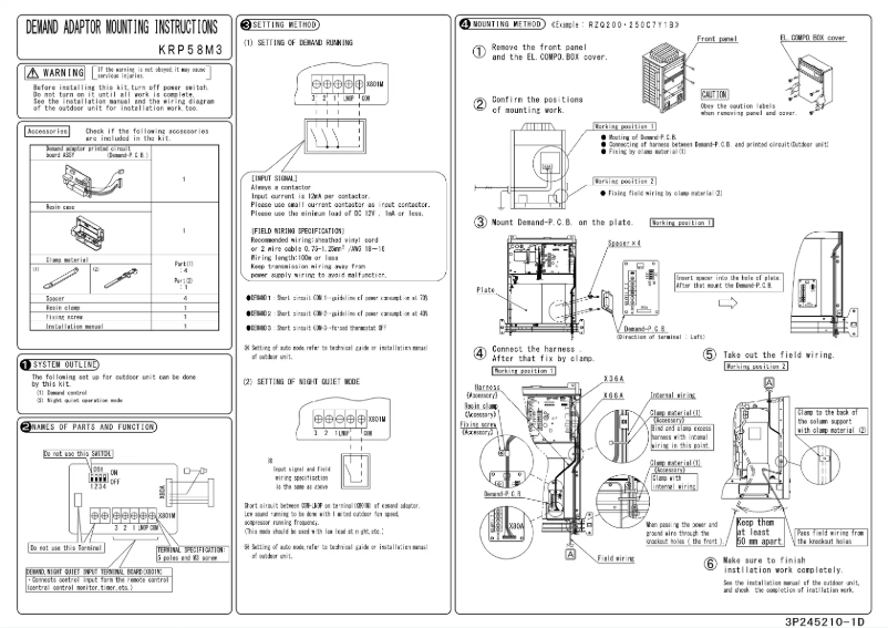 Page 1 de la notice Manuel utilisateur Daikin KRP58M3