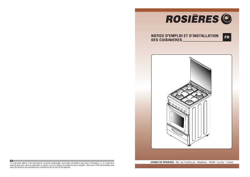 Page n°1 - Manuel utilisateur Rosieres RCG5921RB/1