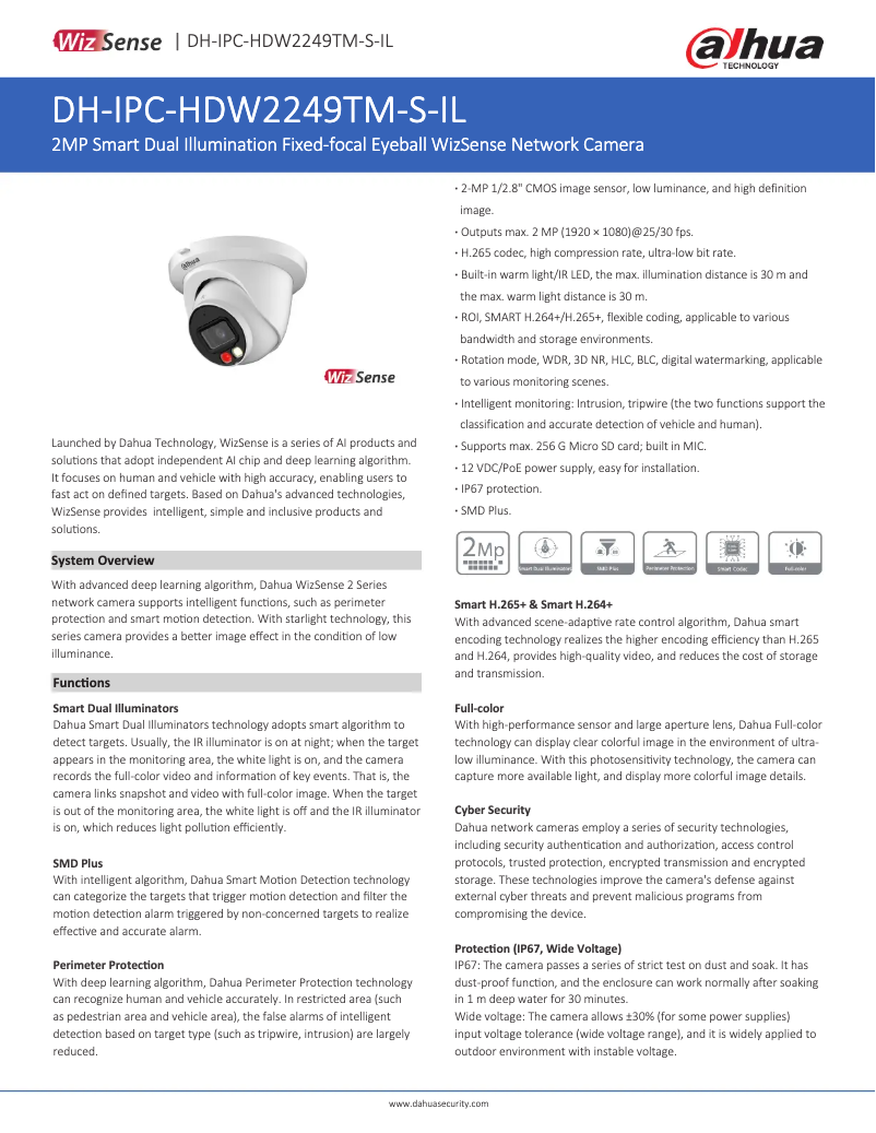 Image de la première page du manuel de l'appareil IPC-HDW2249TM-S-IL