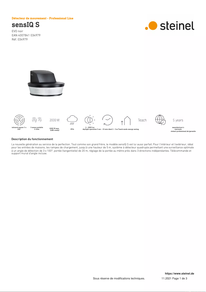 Image de la première page du manuel de l'appareil sensIQ S