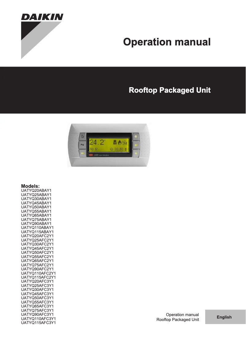 Page n°1 - Manuel utilisateur Daikin UATYQ75AFC3Y1