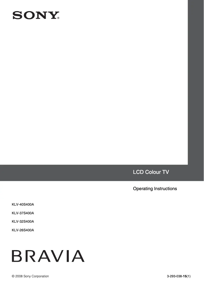 Page n°1 - Manuel utilisateur Sony Bravia KLV-26S400A