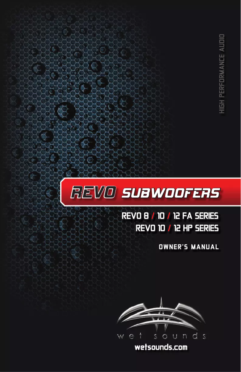 Page 1 de la notice Manuel utilisateur Wet Sounds REVO 10 FA S4-W