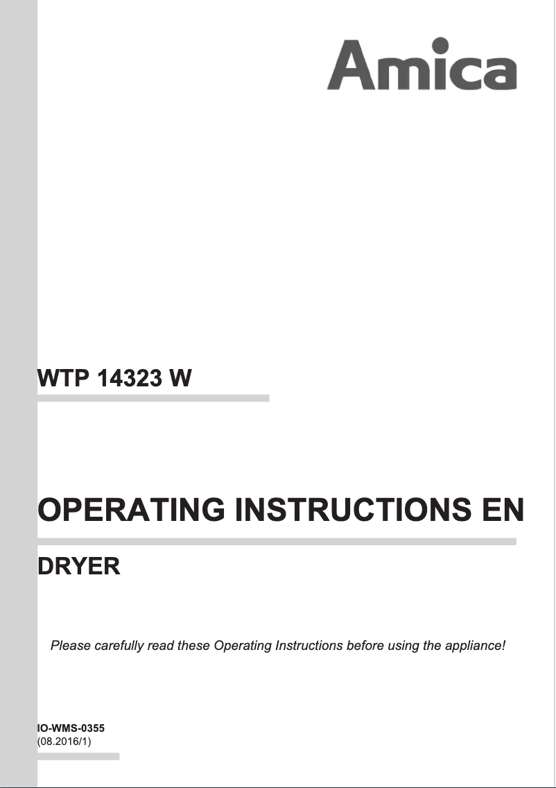 Image de la première page du manuel de l'appareil WTP 14323 W