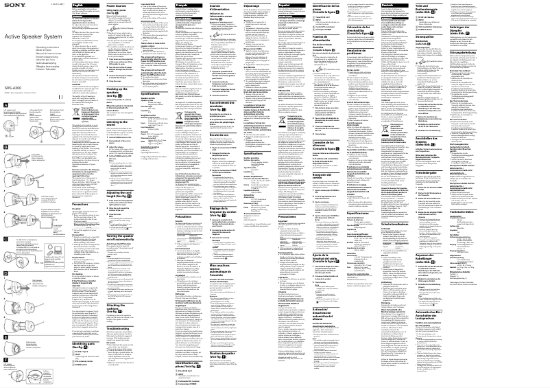 Image de la première page du manuel de l'appareil SRS-A300