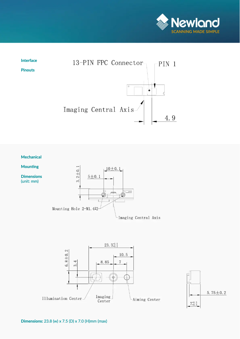 Page n°1 - Fiche technique Newland N1-W