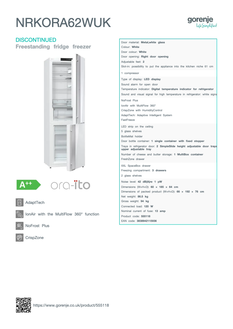 Imagen de la primera página del manual del dispositivo NRKORA62WUK