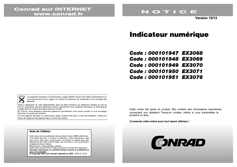 Image de la première page du manuel de l'appareil EX3070