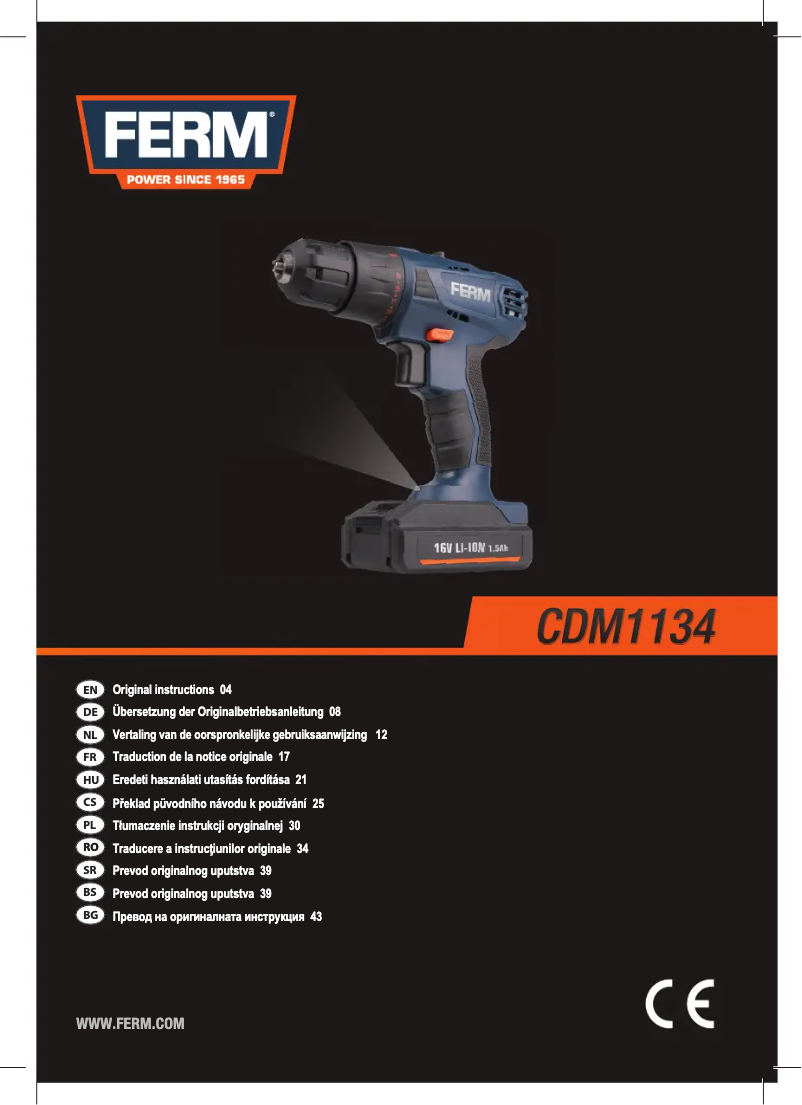 Page n°1 - Manuel utilisateur Ferm CDM1134