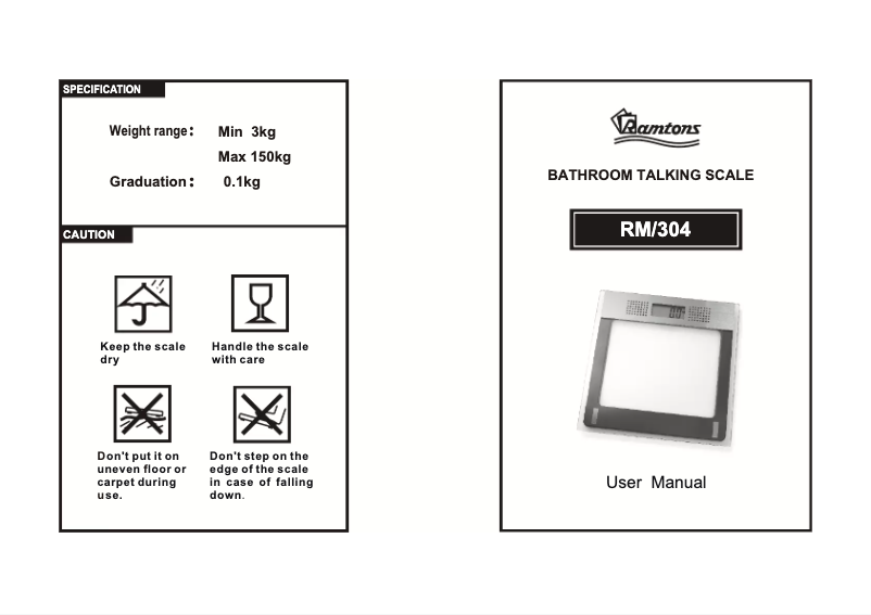 Imagen de la primera página del manual del dispositivo RM/304