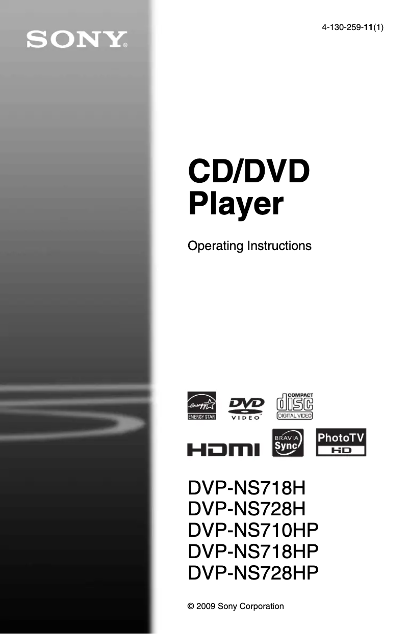 Page n°1 - Manuel utilisateur Sony DVP-NS728HP