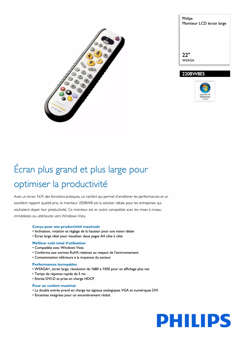 Imagen de la primera página del manual del dispositivo 220BW8ES