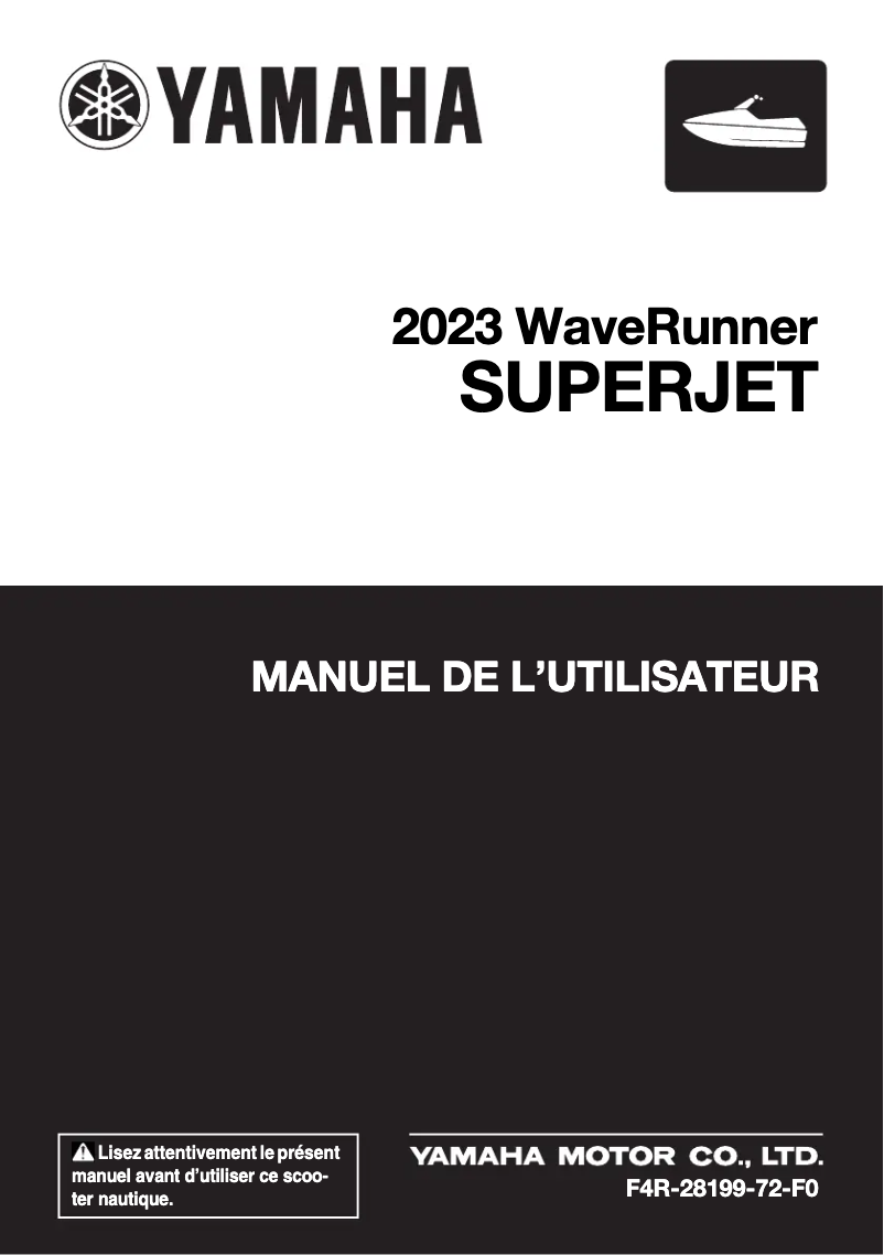 Page n°1 - Manuel utilisateur Yamaha WaveRunner Superjet (2023)