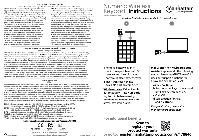 Page 1 de la notice Manuel utilisateur Manhattan 178846
