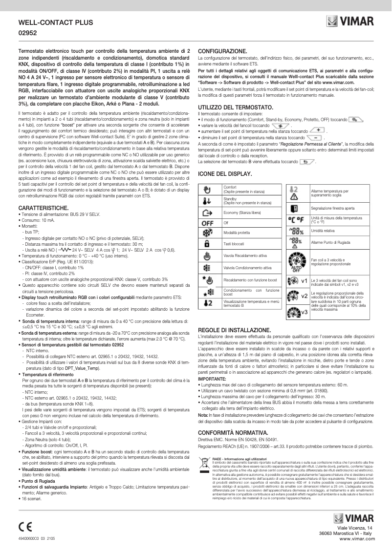 Page 1 de la notice Instructions / montage Vimar 02952.B
