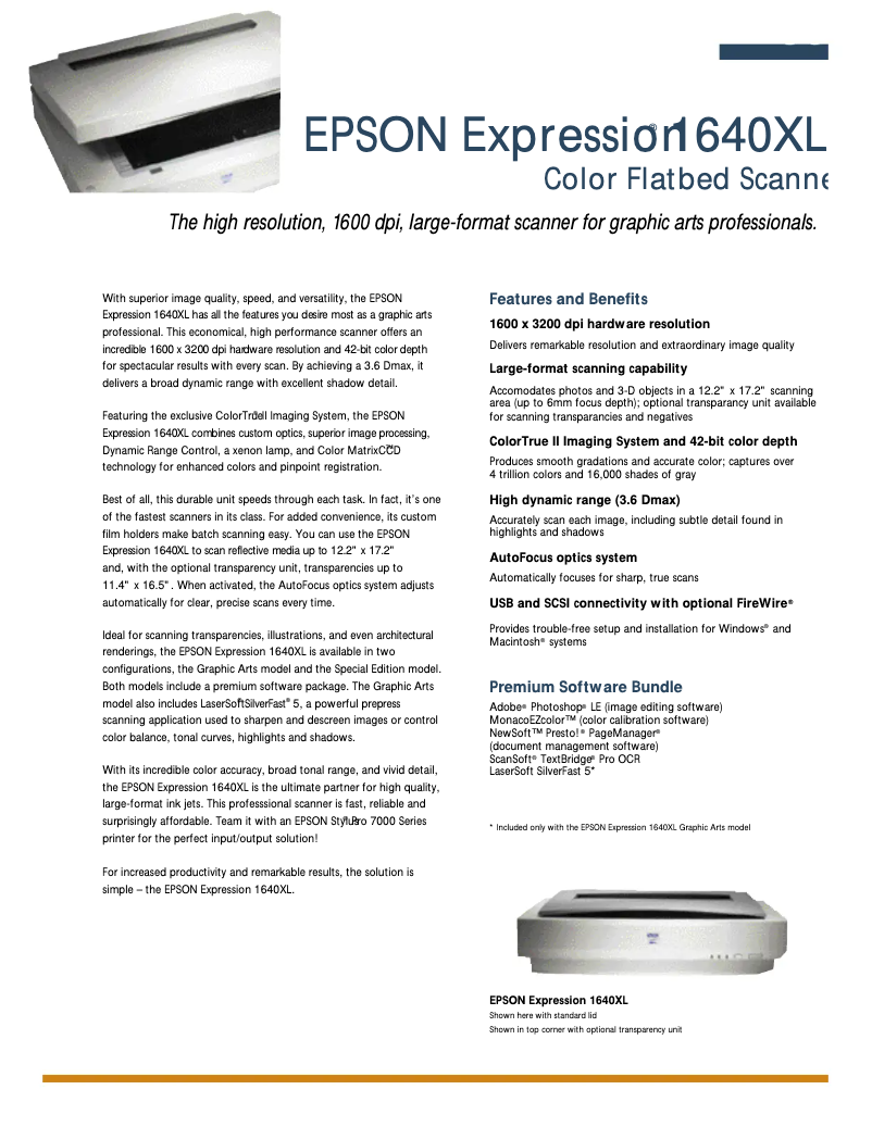 Página 1 del manual Folleto Epson Expression 1640XL