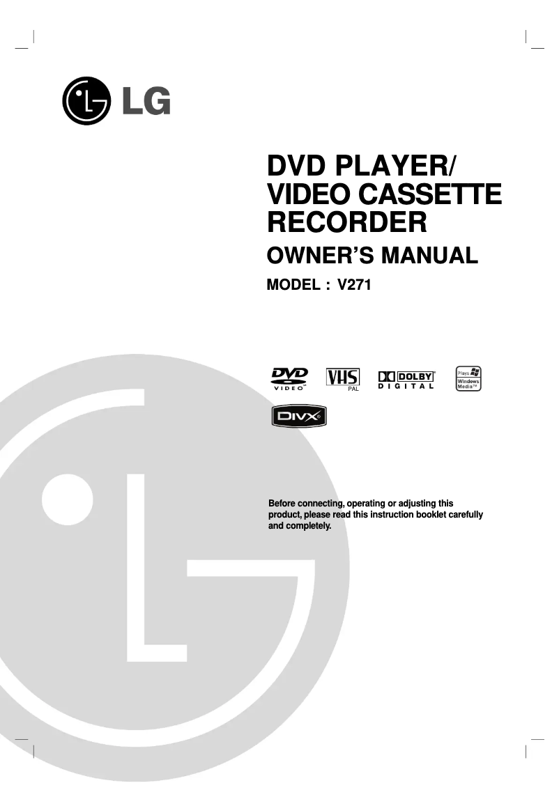 Page 1 de la notice Manuel utilisateur LG V271-W1