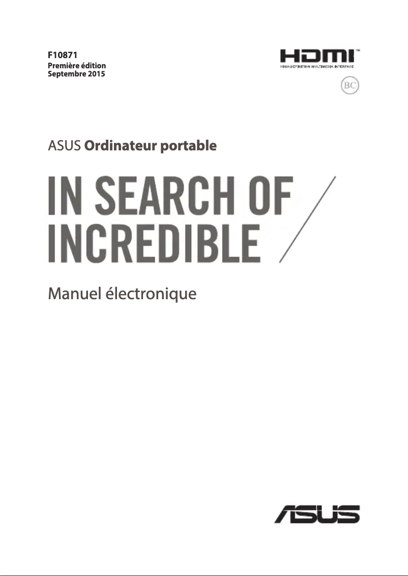 Page 1 de la notice Manuel utilisateur Asus ROG G501VW