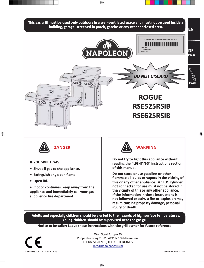 Image de la première page du manuel de l'appareil Rogue SE 625