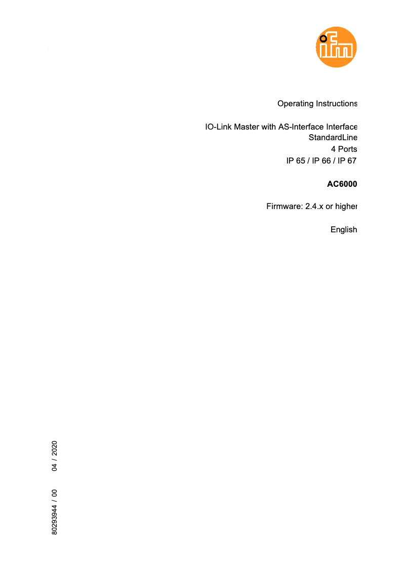 Page 1 de la notice Manuel utilisateur IFM AC6000