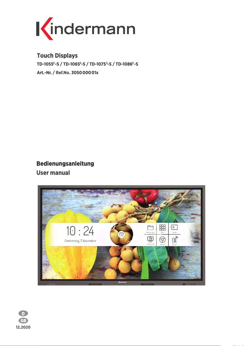 Page n°1 - Manuel utilisateur Kindermann TD-1075²-S