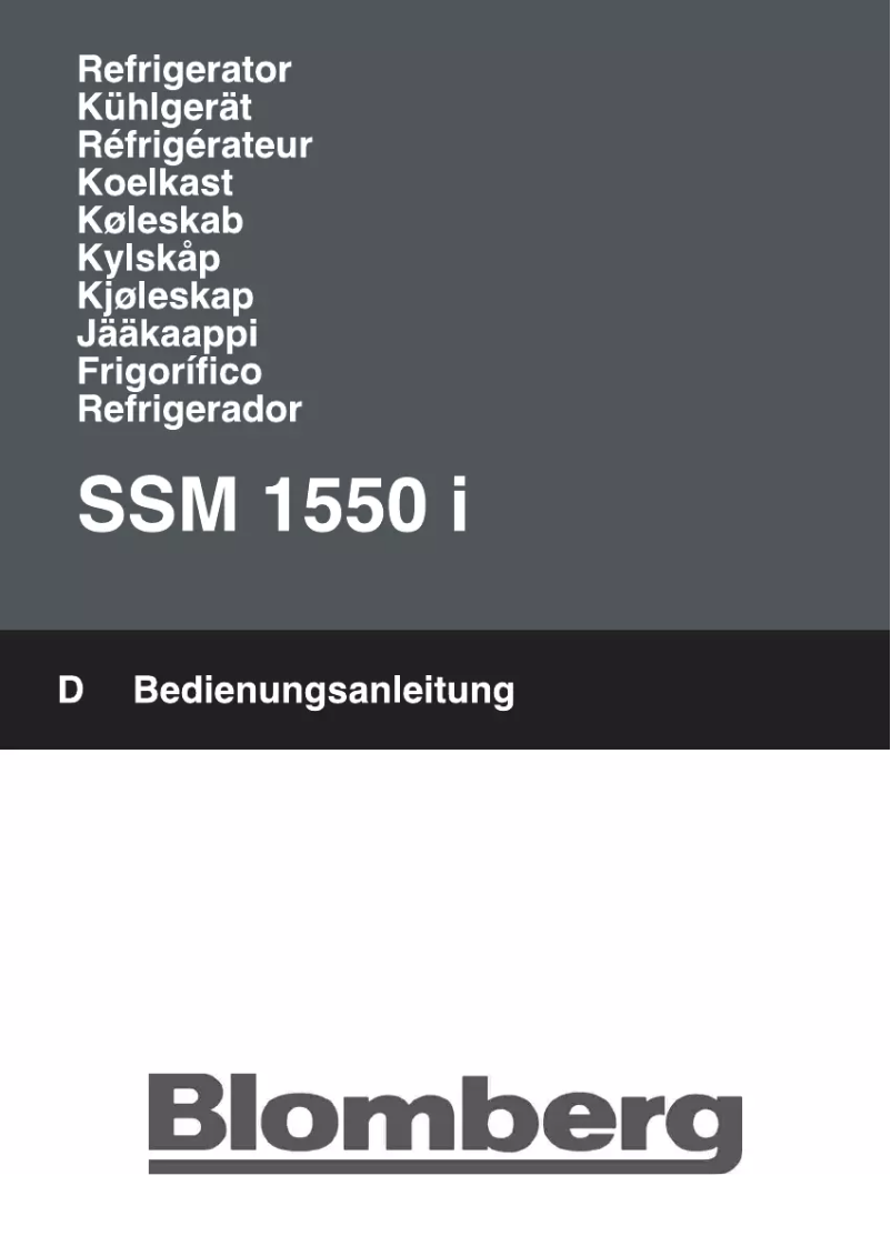 Page n°1 - Manuel utilisateur Blomberg SSM 1550 I
