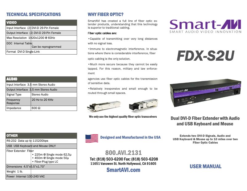 Page n°1 - Manuel utilisateur Smart-AVI FDX-S2US