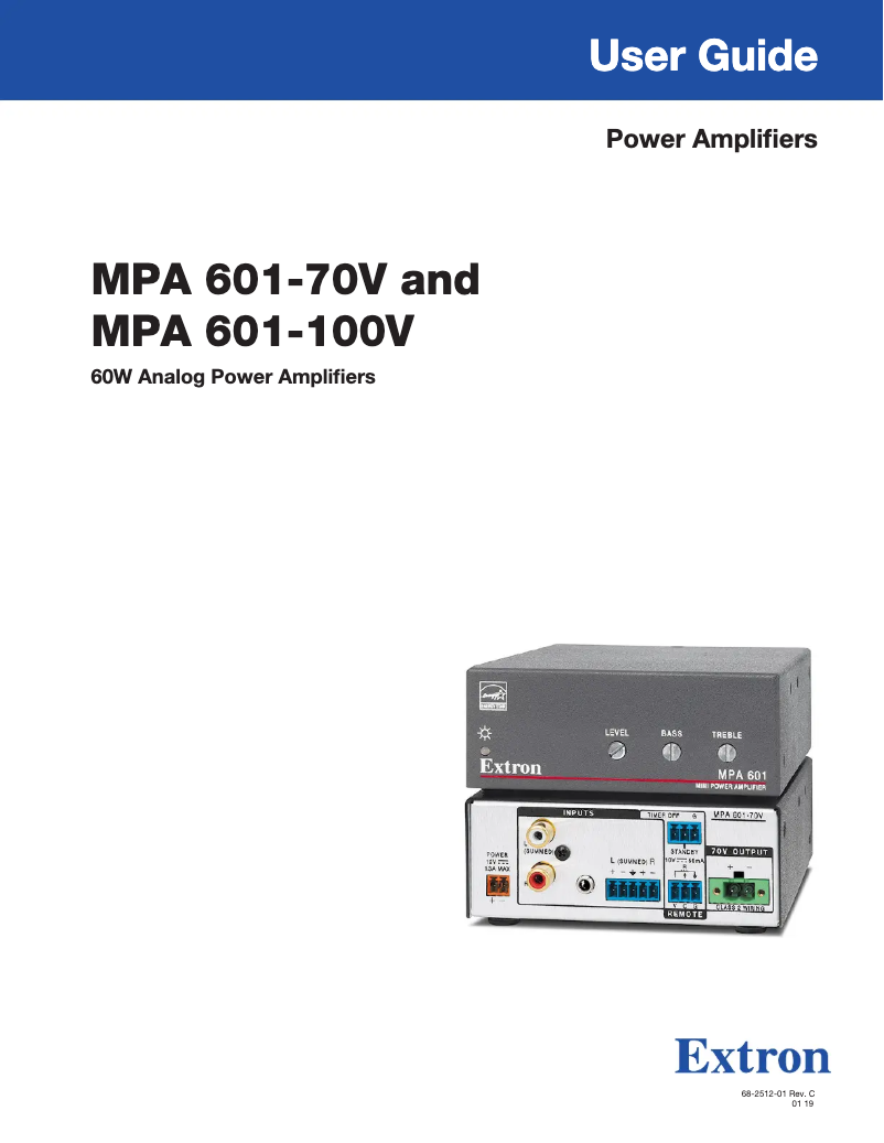 Page 1 de la notice Manuel utilisateur Extron MPA 601