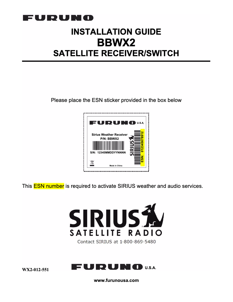 Page n°1 - Manuel utilisateur Furuno BBWX2