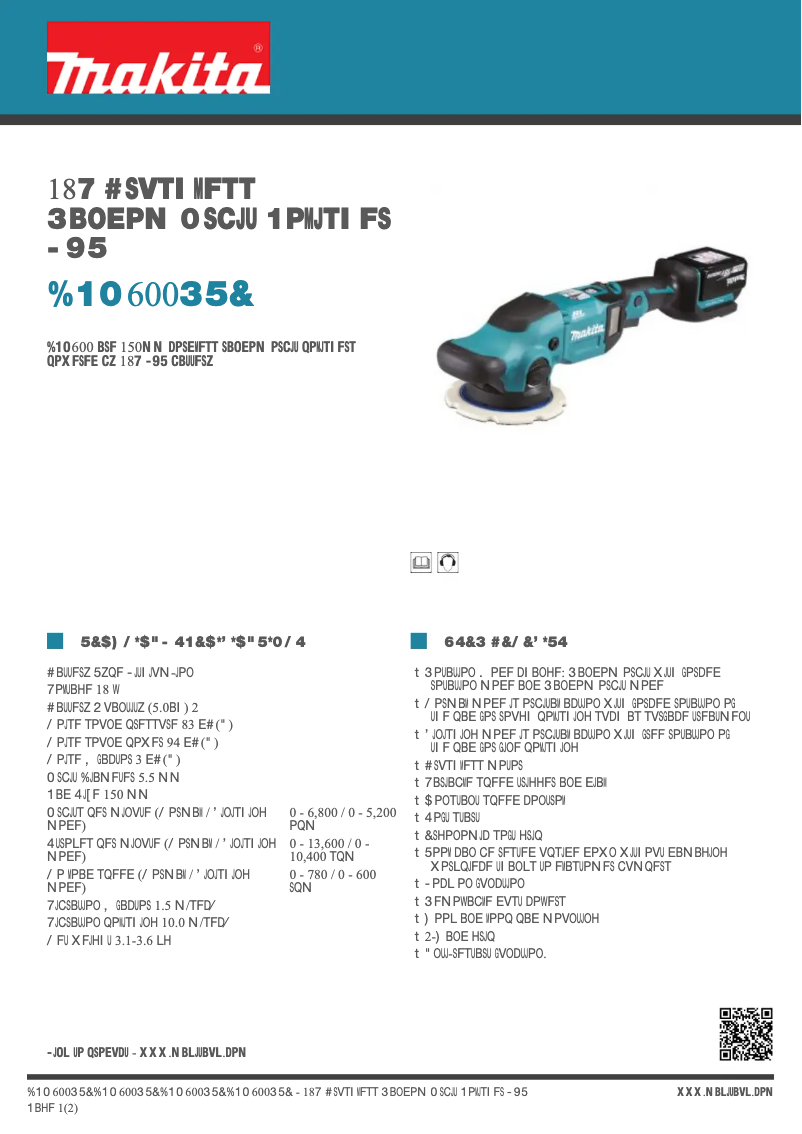 Página 1 del manual Ficha técnica Makita DPO600RTE