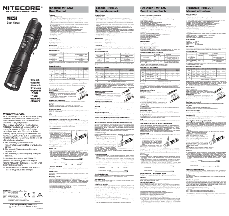 Page n°1 - Manuel utilisateur Nitecore MH12GT