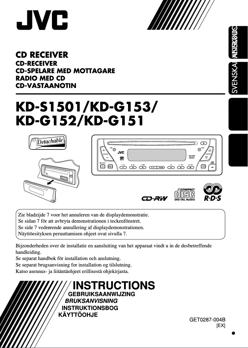 Page 1 de la notice Manuel utilisateur JVC KD-G153