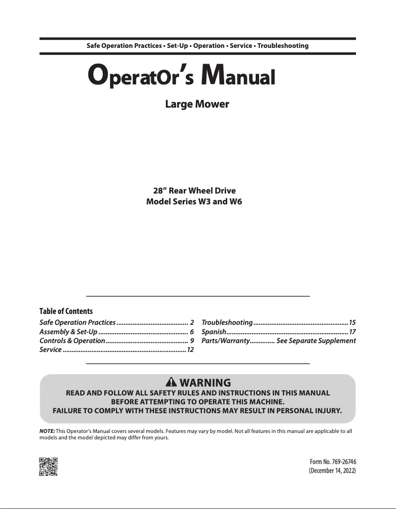 Página 1 del manual Manual de usuario Troy-Bilt TBWC28B