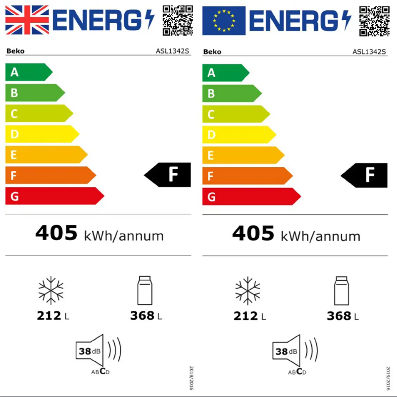 Page 1 de la notice Label énergétique Beko ASL1342