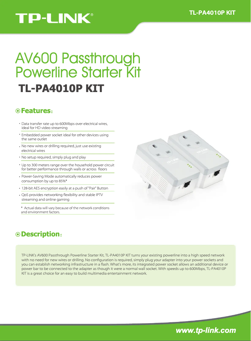 Page n°1 - Manuel utilisateur TP-Link TL-PA4010P KIT V2.20