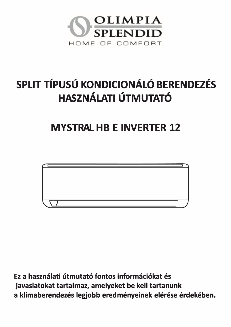 Image de la première page du manuel de l'appareil Mystral HB E