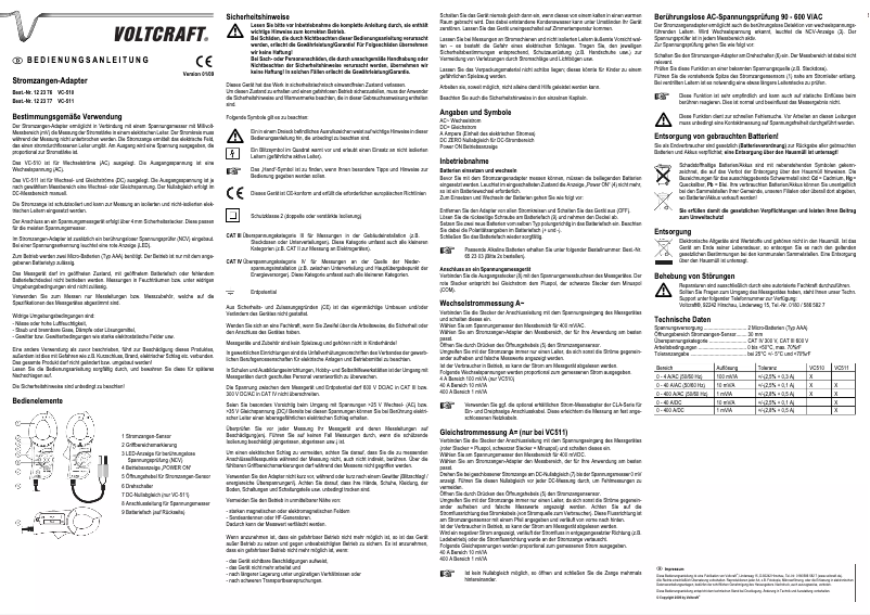 Page 1 de la notice Manuel utilisateur Voltcraft VC-511