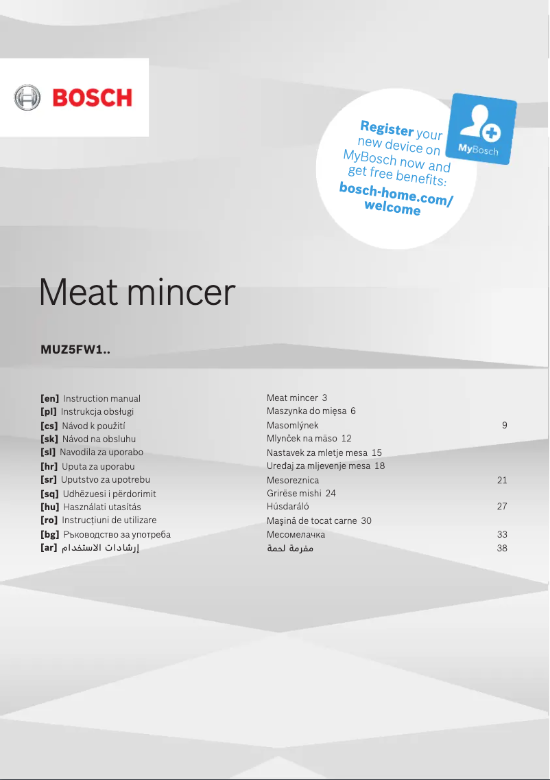 Page 1 de la notice Manuel d'utilisation et d'entretien Bosch MUM55761