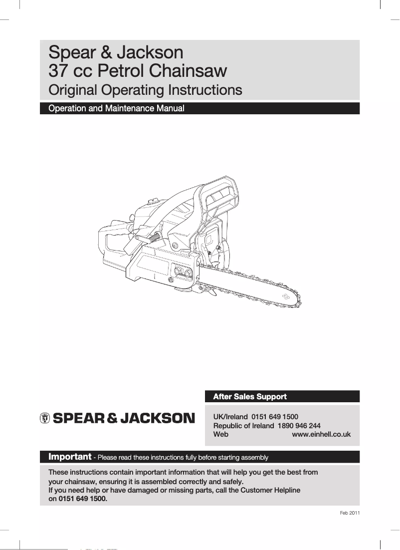 Page 1 de la notice Manuel utilisateur Spear & Jackson SPJCS 3740/1