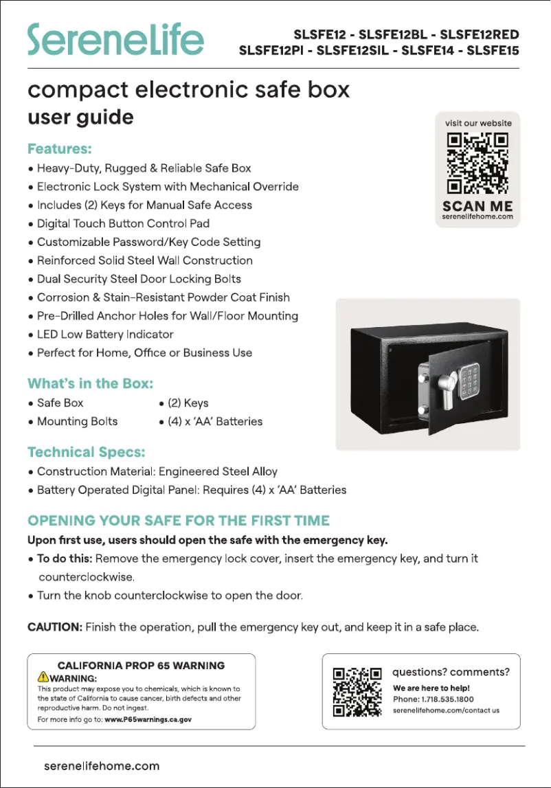 Página 1 del manual Manual de usuario SereneLife AZSLSFE15
