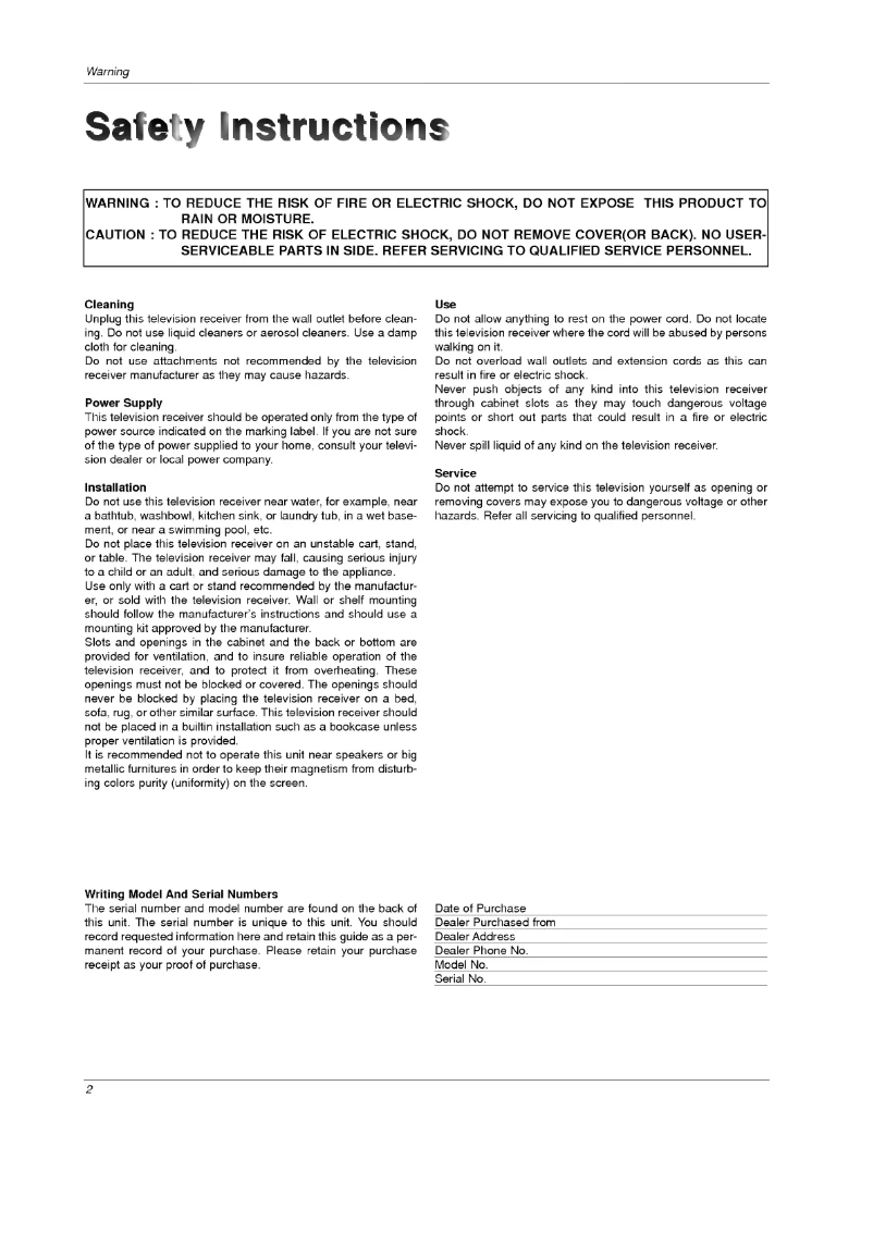 Image de la première page du manuel de l'appareil RM-20LA70