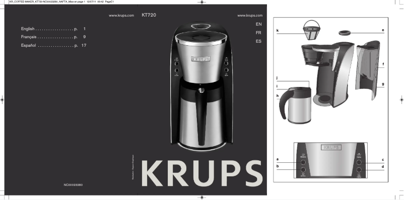 Page 1 de la notice Manuel utilisateur Krups KT720
