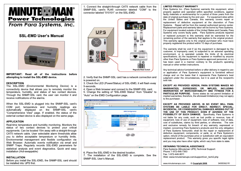 Page n°1 - Manuel utilisateur Minuteman SSL-EMD