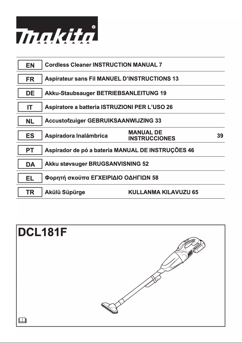 Page n°1 - Manuel utilisateur Makita DCL181FZW