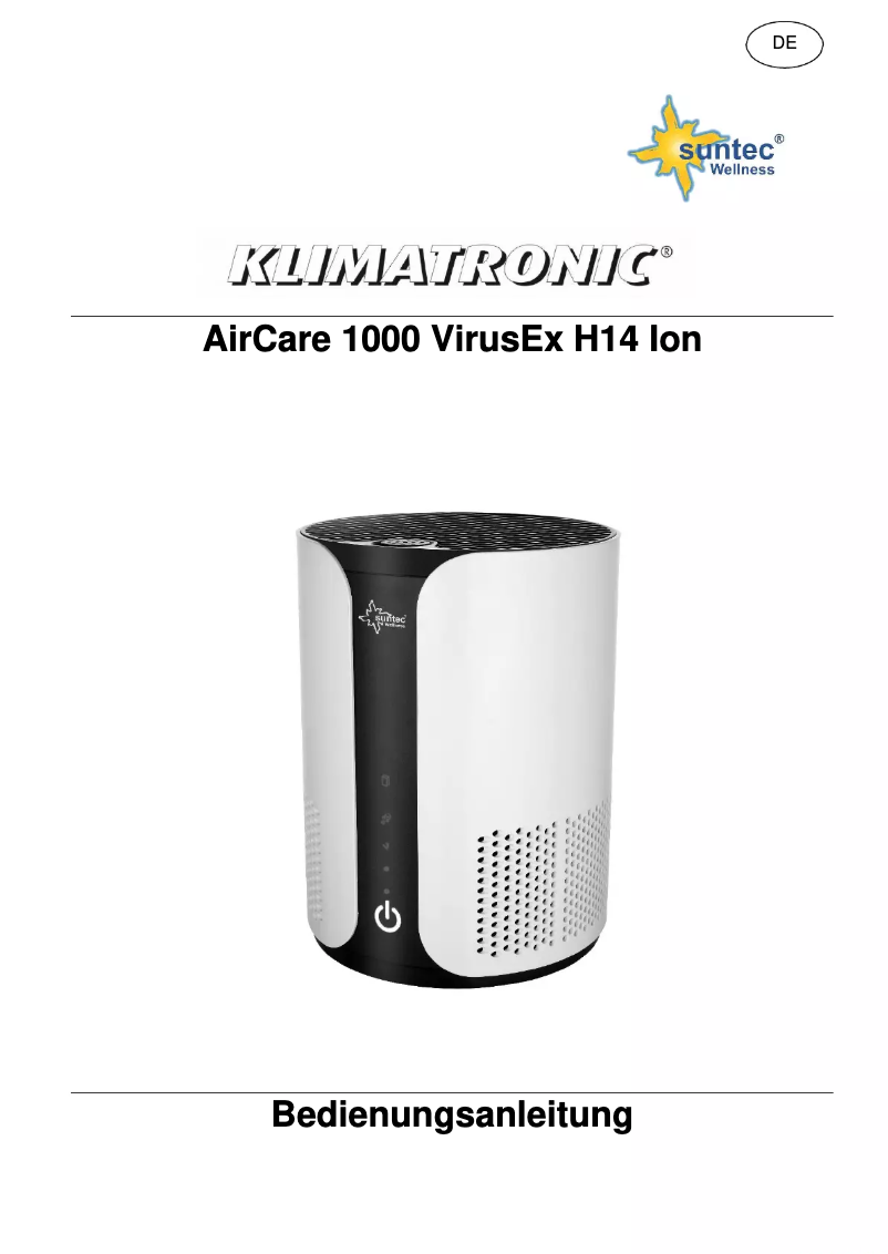 Page n°1 - Manuel utilisateur Suntec AirCare 1000 VirusEx H14 Ion