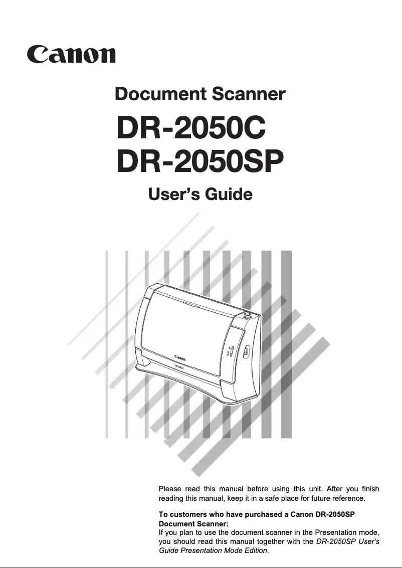 Image de la première page du manuel de l'appareil imageFORMULA DR-2050SP