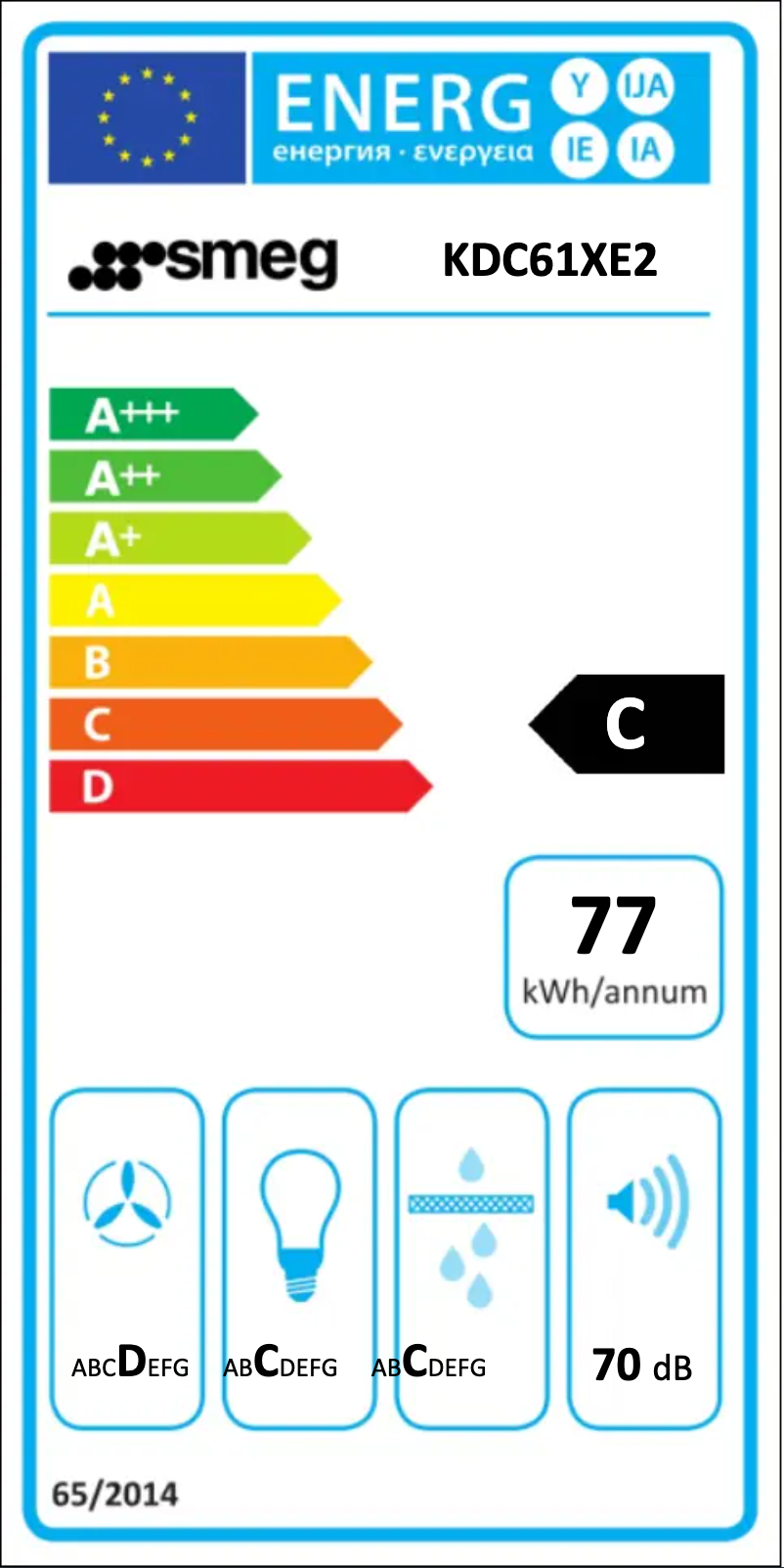 Page 1 de la notice Label énergétique Smeg KDC61XE2